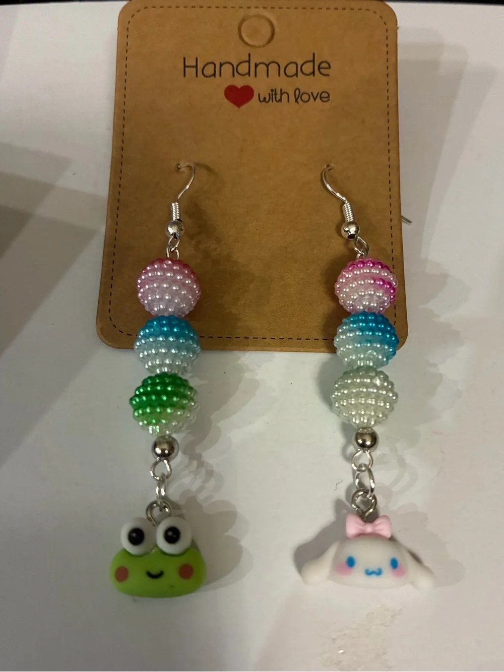 Handmade Kids Sanrio Hello Kitty friends Pastel Bead Character Dangle Earrings